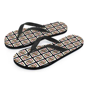 King Of Hearts Playing Card Pattern Print Flip Flops