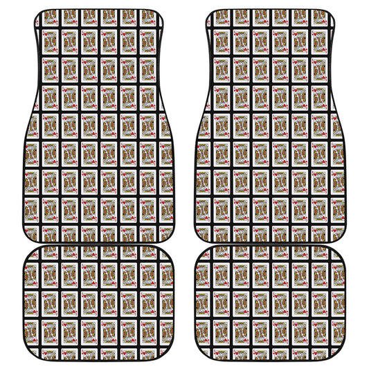King Of Hearts Playing Card Pattern Print Front and Back Car Floor Mats