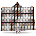 King Of Hearts Pattern Print Hooded Blanket