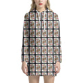 King Of Hearts Pattern Print Pullover Hoodie Dress