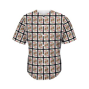 King Of Hearts Playing Card Pattern Print Men's Baseball Jersey