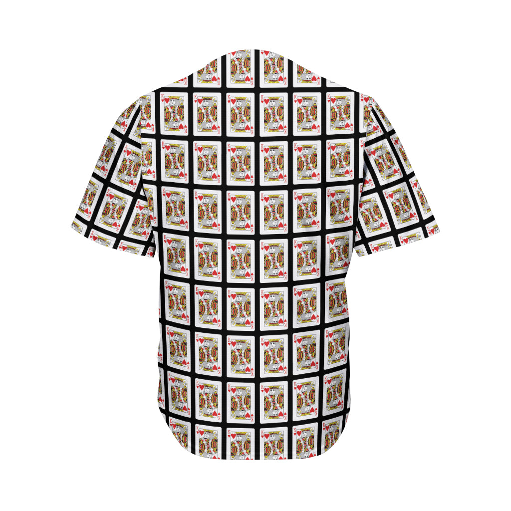 King Of Hearts Playing Card Pattern Print Men's Baseball Jersey