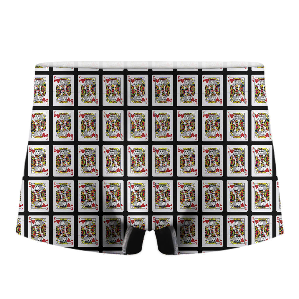 King Of Hearts Playing Card Pattern Print Men's Boxer Briefs