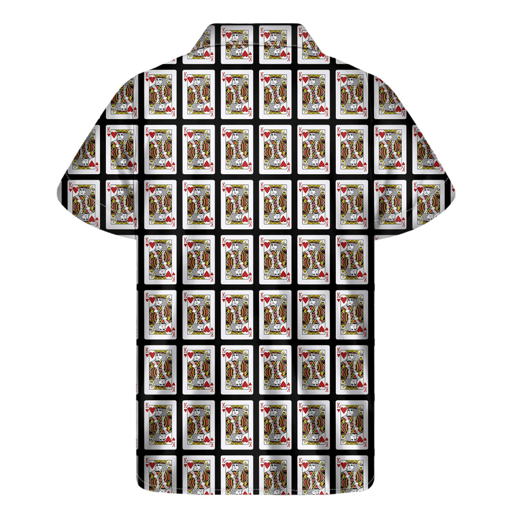 King Of Hearts Playing Card Pattern Print Men's Short Sleeve Shirt