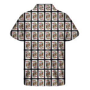 King Of Hearts Playing Card Pattern Print Men's Short Sleeve Shirt