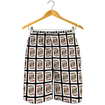 King Of Hearts Playing Card Pattern Print Men's Shorts