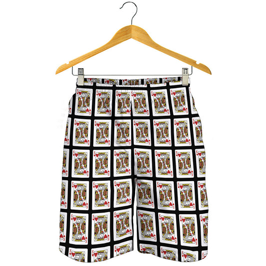 King Of Hearts Playing Card Pattern Print Men's Shorts