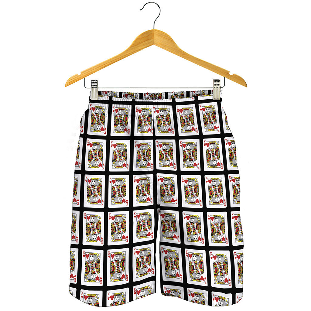 King Of Hearts Playing Card Pattern Print Men's Shorts