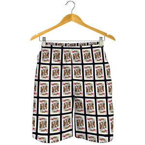 King Of Hearts Playing Card Pattern Print Men's Shorts