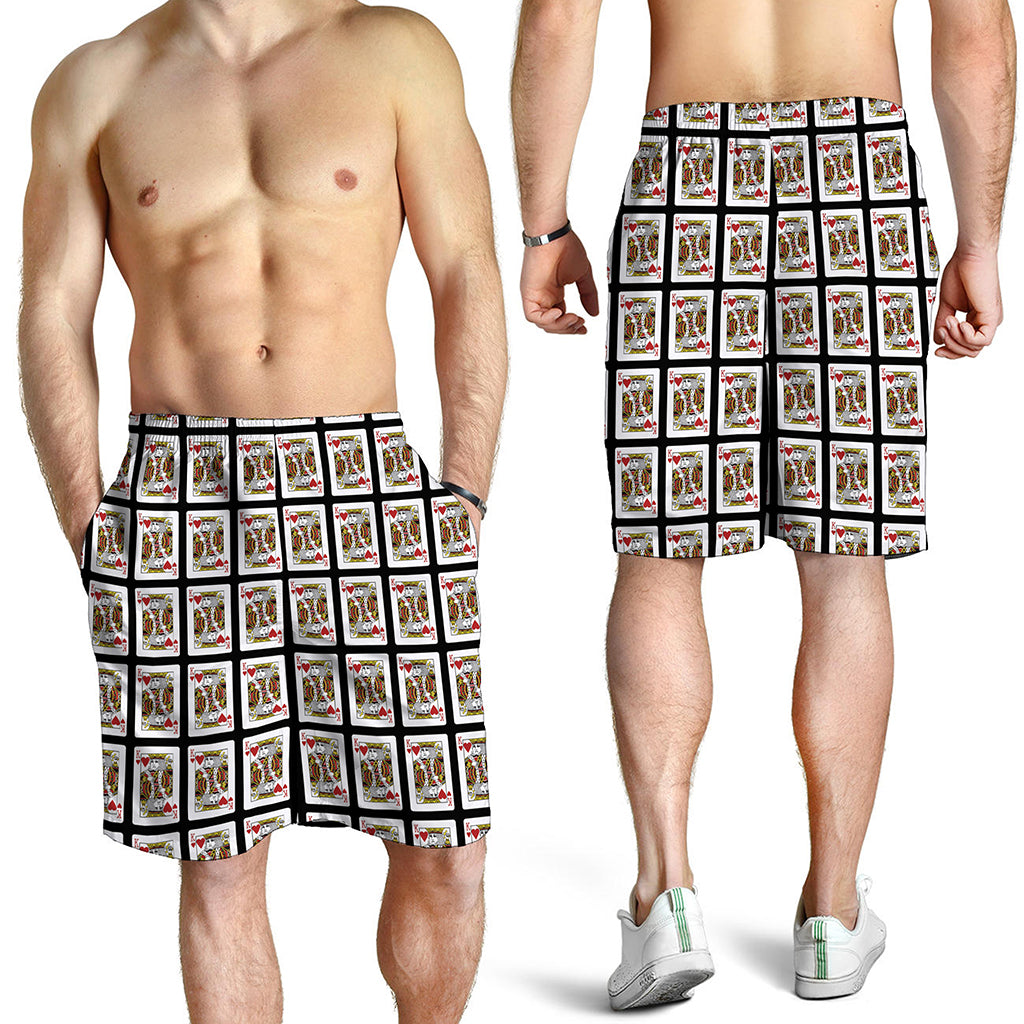 King Of Hearts Playing Card Pattern Print Men's Shorts