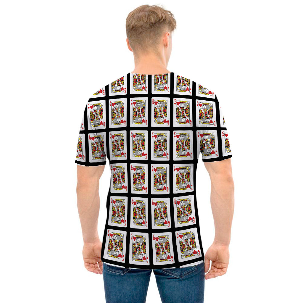 King Of Hearts Playing Card Pattern Print Men's T-Shirt