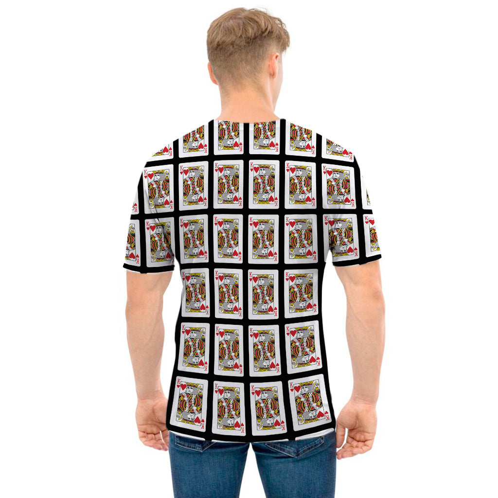 King Of Hearts Playing Card Pattern Print Men's T-Shirt