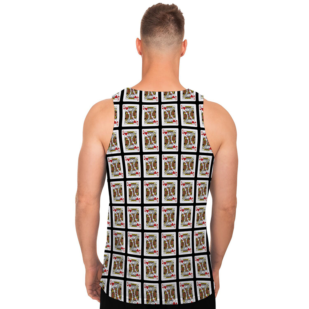 King Of Hearts Playing Card Pattern Print Men's Tank Top