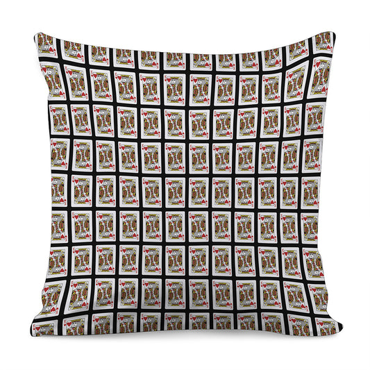 King Of Hearts Playing Card Pattern Print Pillow Cover