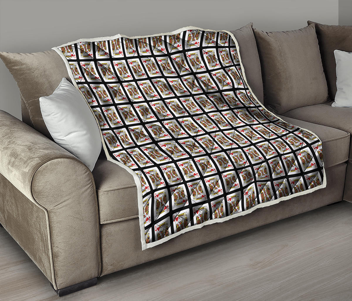 King Of Hearts Playing Card Pattern Print Quilt