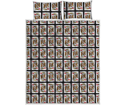 King Of Hearts Playing Card Pattern Print Quilt Bed Set