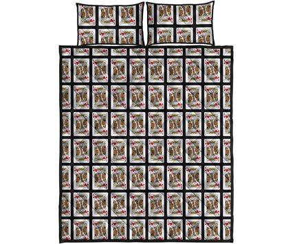 King Of Hearts Playing Card Pattern Print Quilt Bed Set