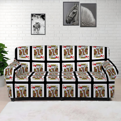 King Of Hearts Playing Card Pattern Print Sofa Cover