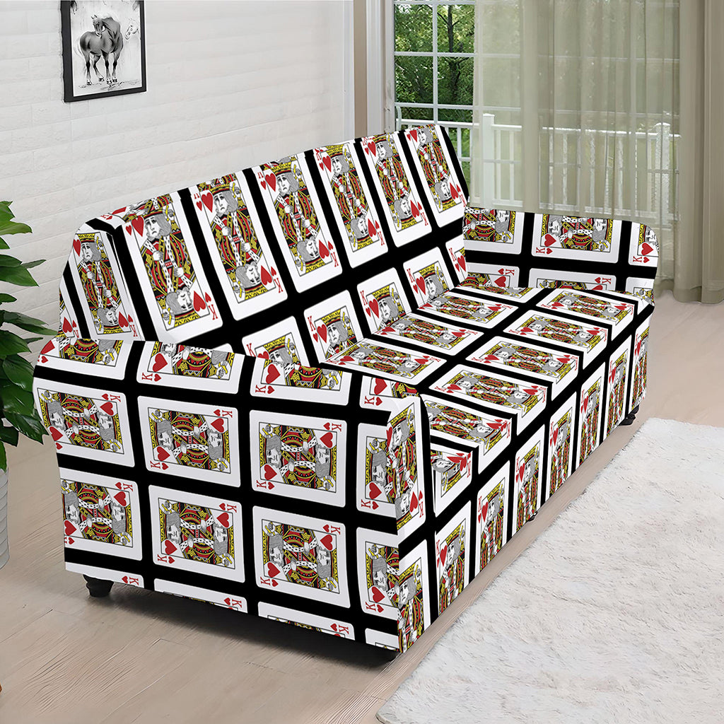 King Of Hearts Playing Card Pattern Print Sofa Cover