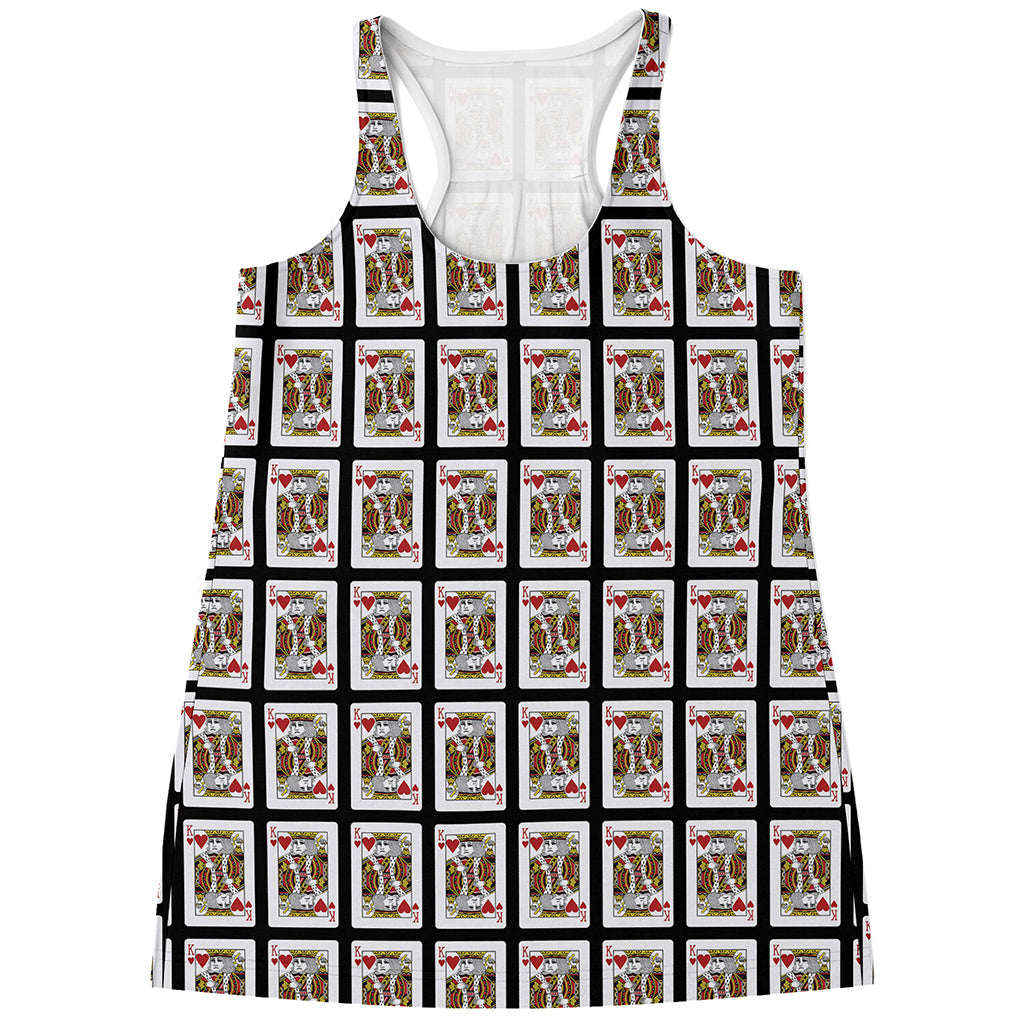 King Of Hearts Playing Card Pattern Print Women's Racerback Tank Top