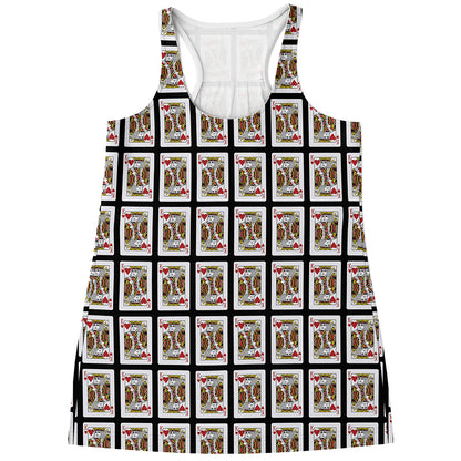King Of Hearts Playing Card Pattern Print Women's Racerback Tank Top