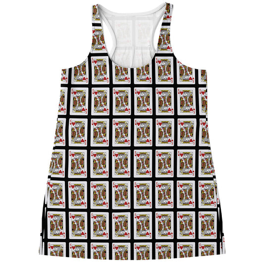 King Of Hearts Playing Card Pattern Print Women's Racerback Tank Top