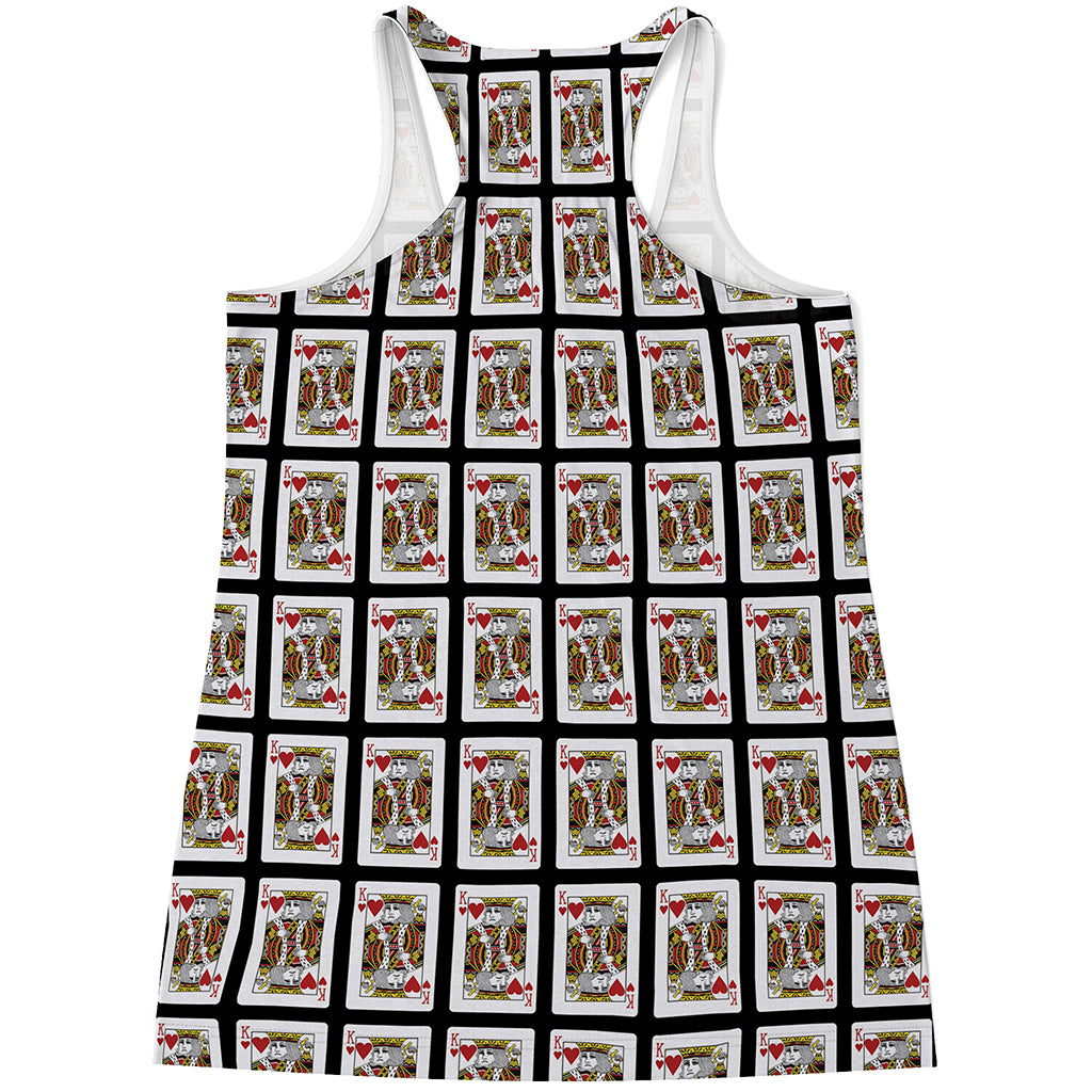 King Of Hearts Playing Card Pattern Print Women's Racerback Tank Top