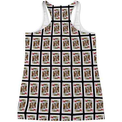 King Of Hearts Playing Card Pattern Print Women's Racerback Tank Top