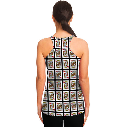 King Of Hearts Playing Card Pattern Print Women's Racerback Tank Top