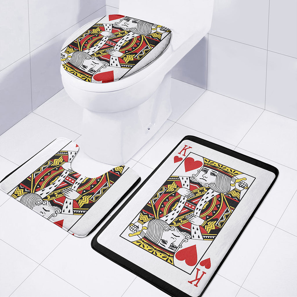 King Of Hearts Playing Card Print 3 Piece Bath Mat Set