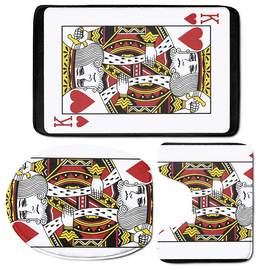 King Of Hearts Playing Card Print 3 Piece Bath Mat Set