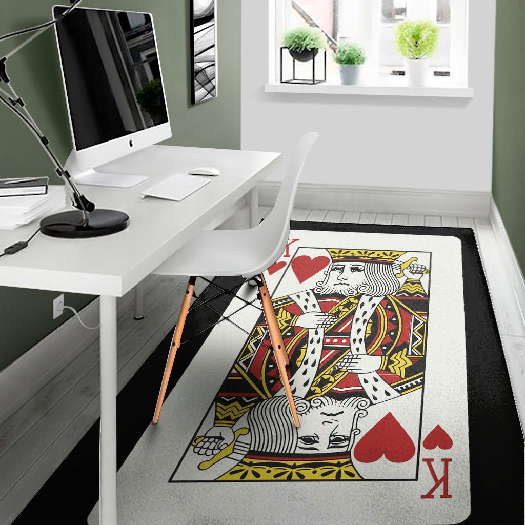 King Of Hearts Playing Card Print Area Rug