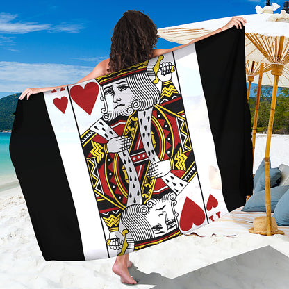 King Of Hearts Playing Card Print Beach Sarong Wrap