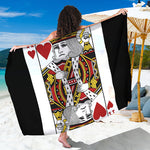King Of Hearts Playing Card Print Beach Sarong Wrap