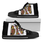 King Of Hearts Playing Card Print Black High Top Shoes