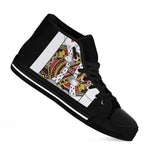 King Of Hearts Playing Card Print Black High Top Shoes