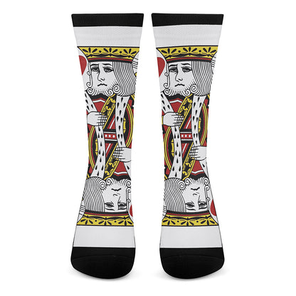 King Of Hearts Playing Card Print Crew Socks