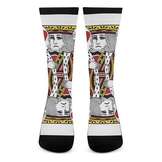 King Of Hearts Playing Card Print Crew Socks