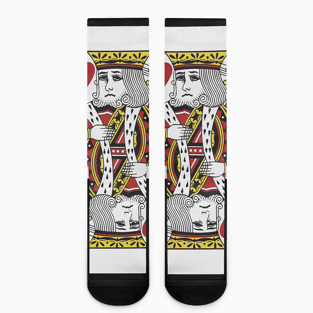 King Of Hearts Playing Card Print Crew Socks