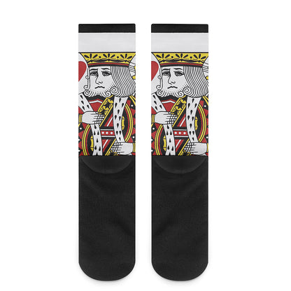 King Of Hearts Playing Card Print Crew Socks