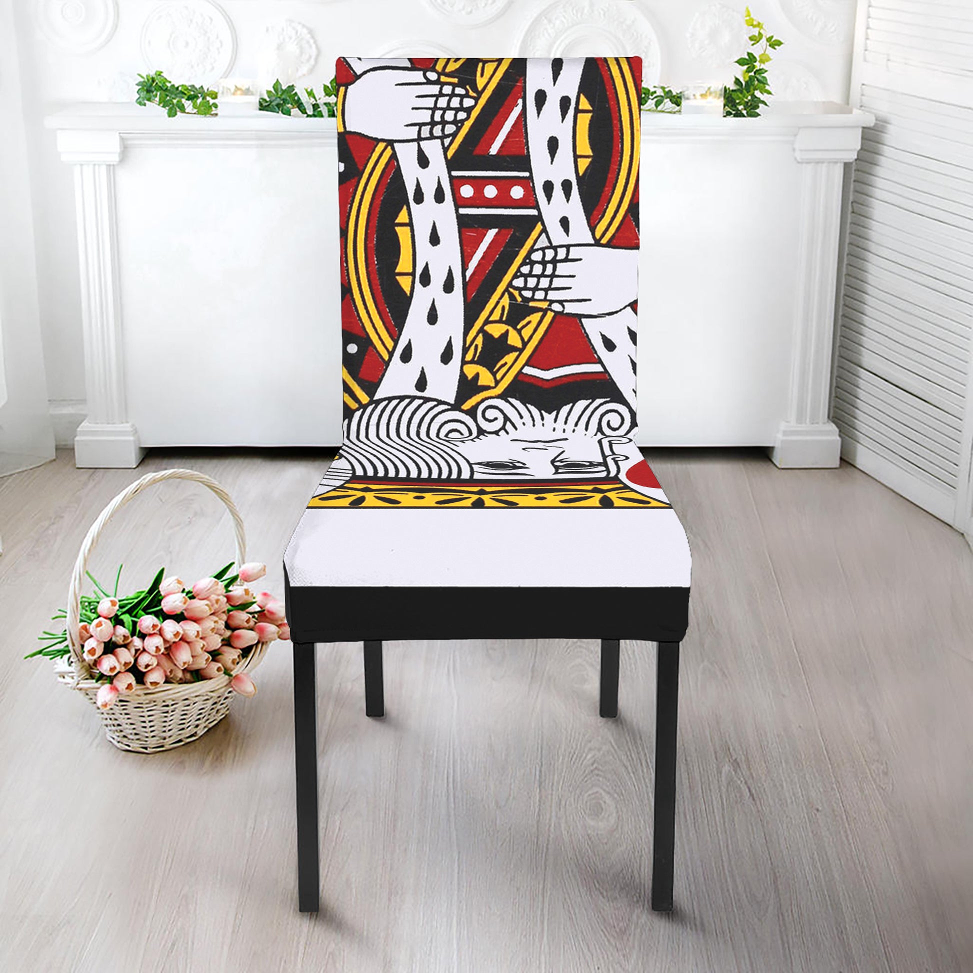 King Of Hearts Playing Card Print Dining Chair Slipcover
