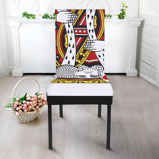 King Of Hearts Playing Card Print Dining Chair Slipcover