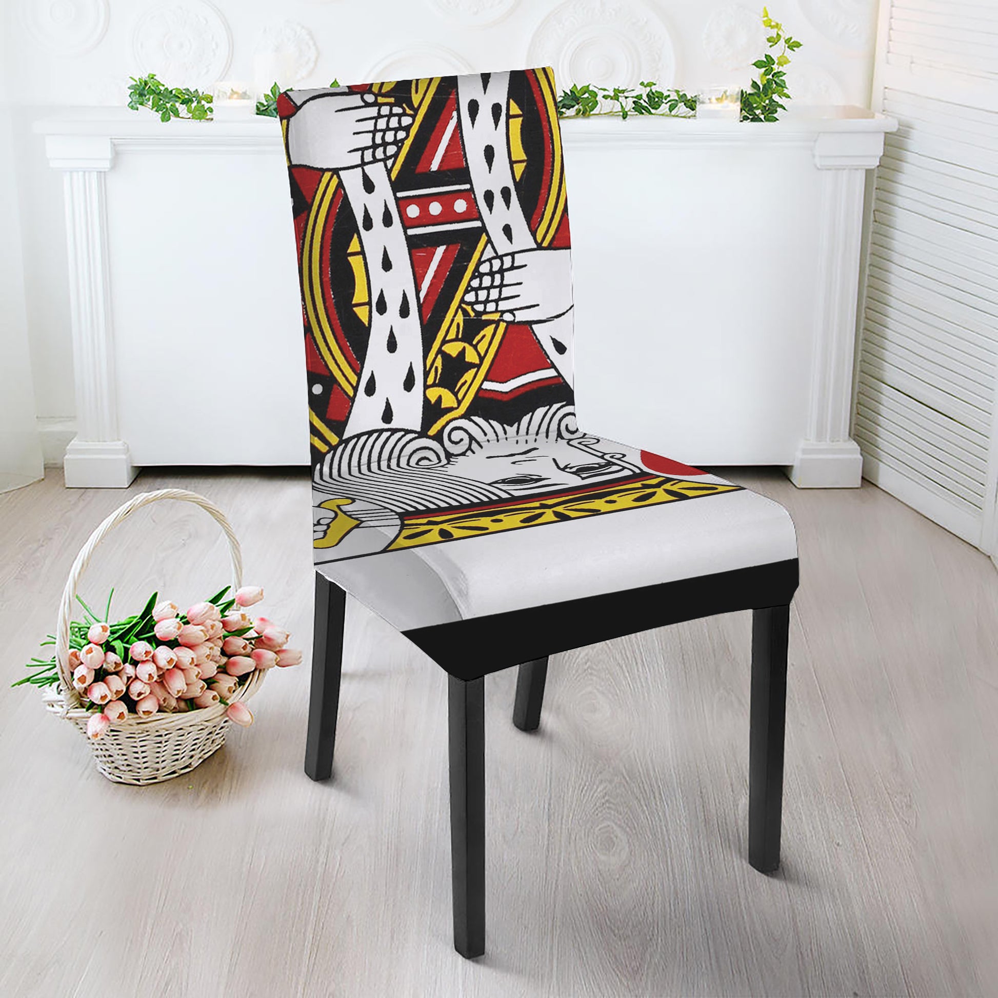 King Of Hearts Playing Card Print Dining Chair Slipcover