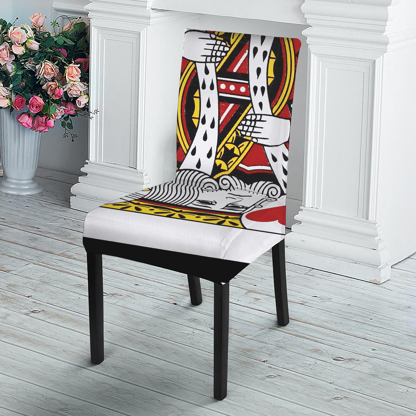 King Of Hearts Playing Card Print Dining Chair Slipcover