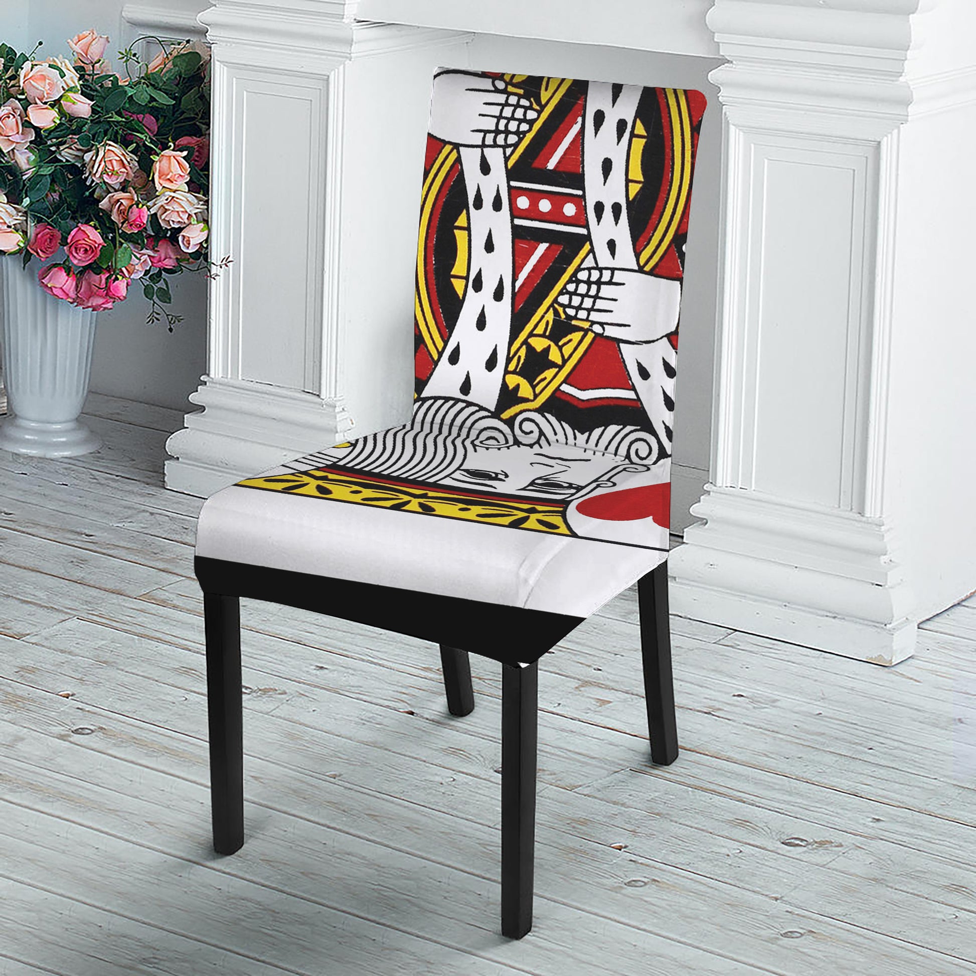King Of Hearts Playing Card Print Dining Chair Slipcover