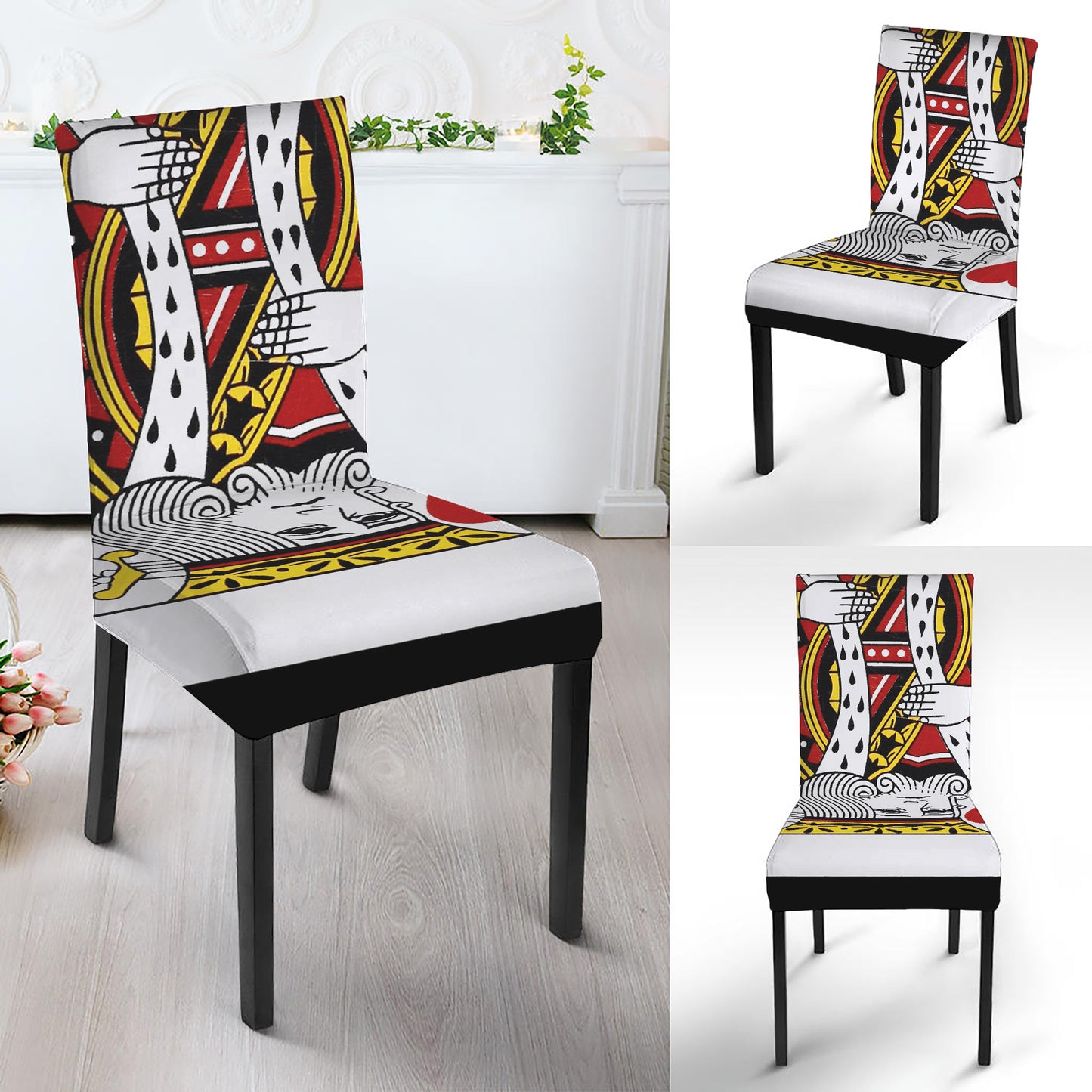 King Of Hearts Playing Card Print Dining Chair Slipcover