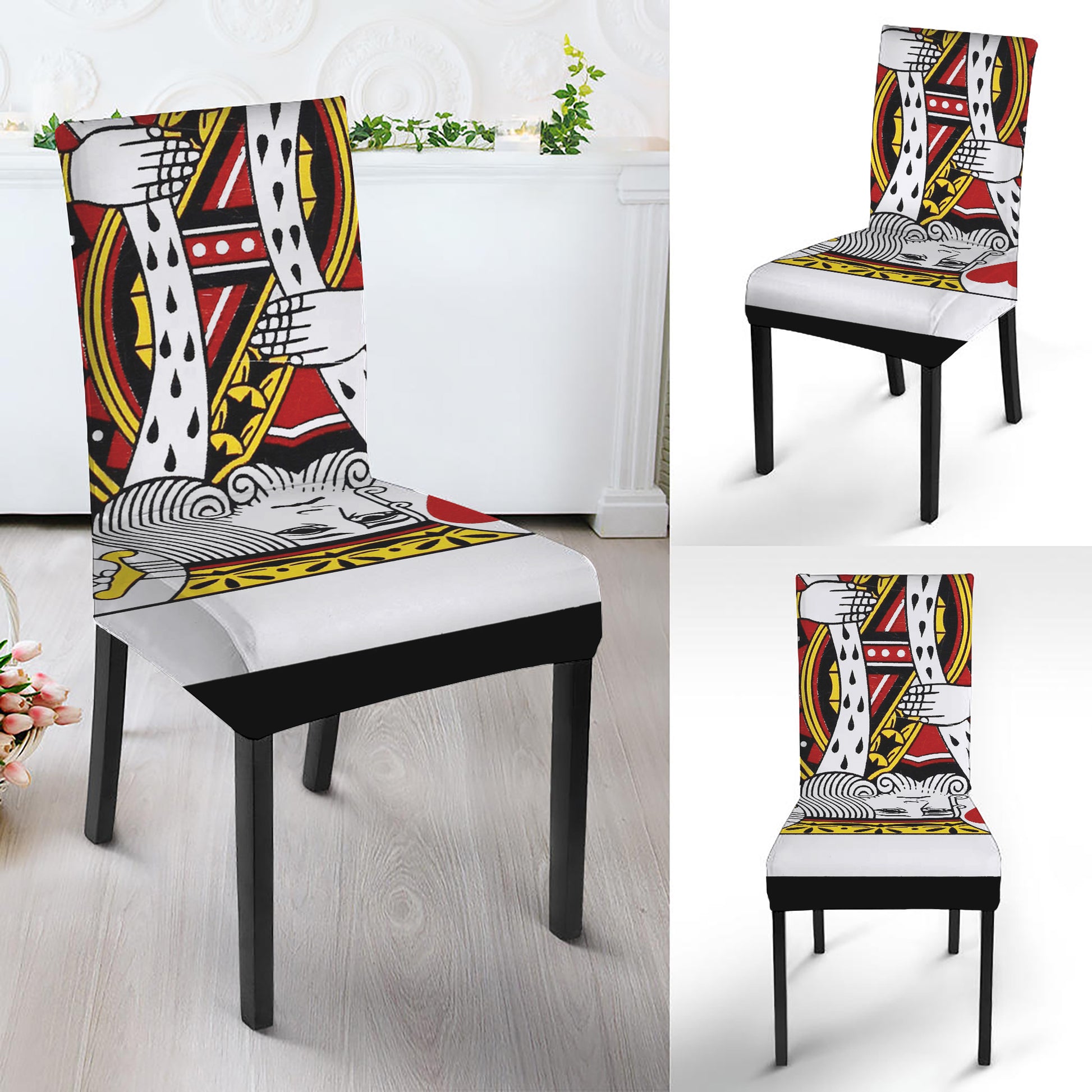 King Of Hearts Playing Card Print Dining Chair Slipcover
