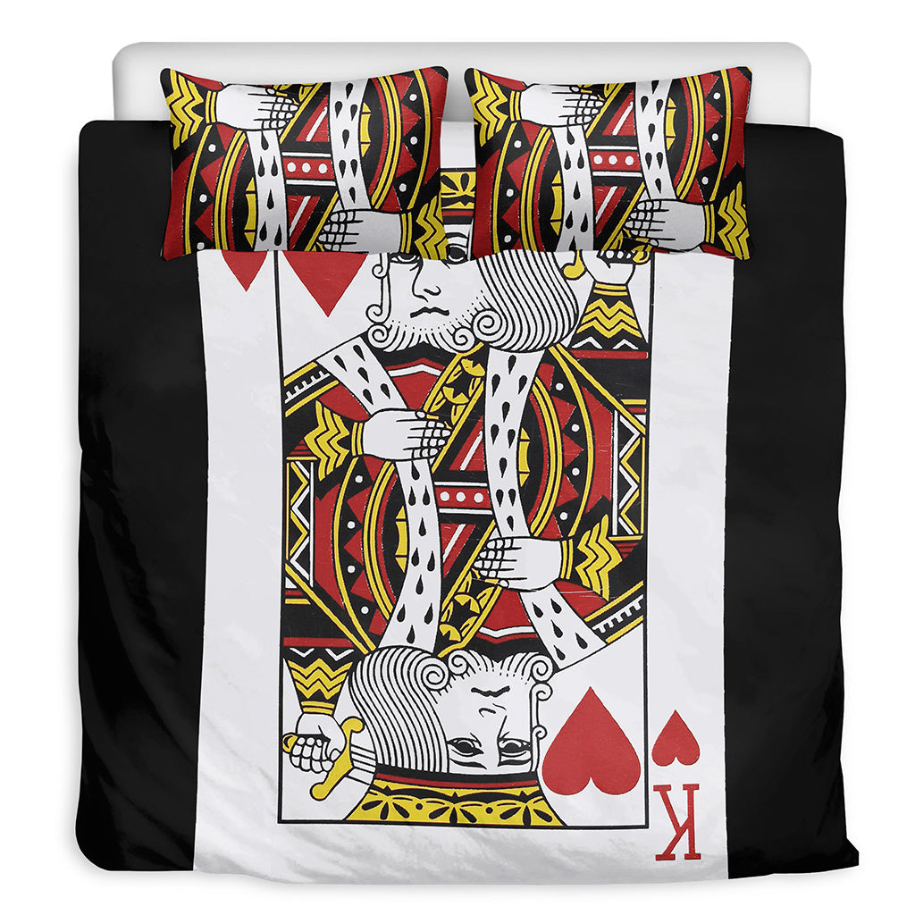 King Of Hearts Playing Card Print Duvet Cover Bedding Set