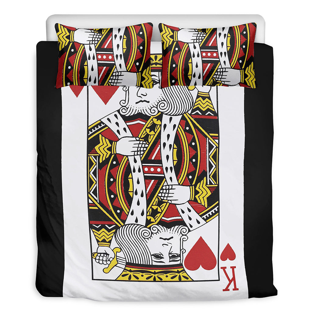King Of Hearts Playing Card Print Duvet Cover Bedding Set