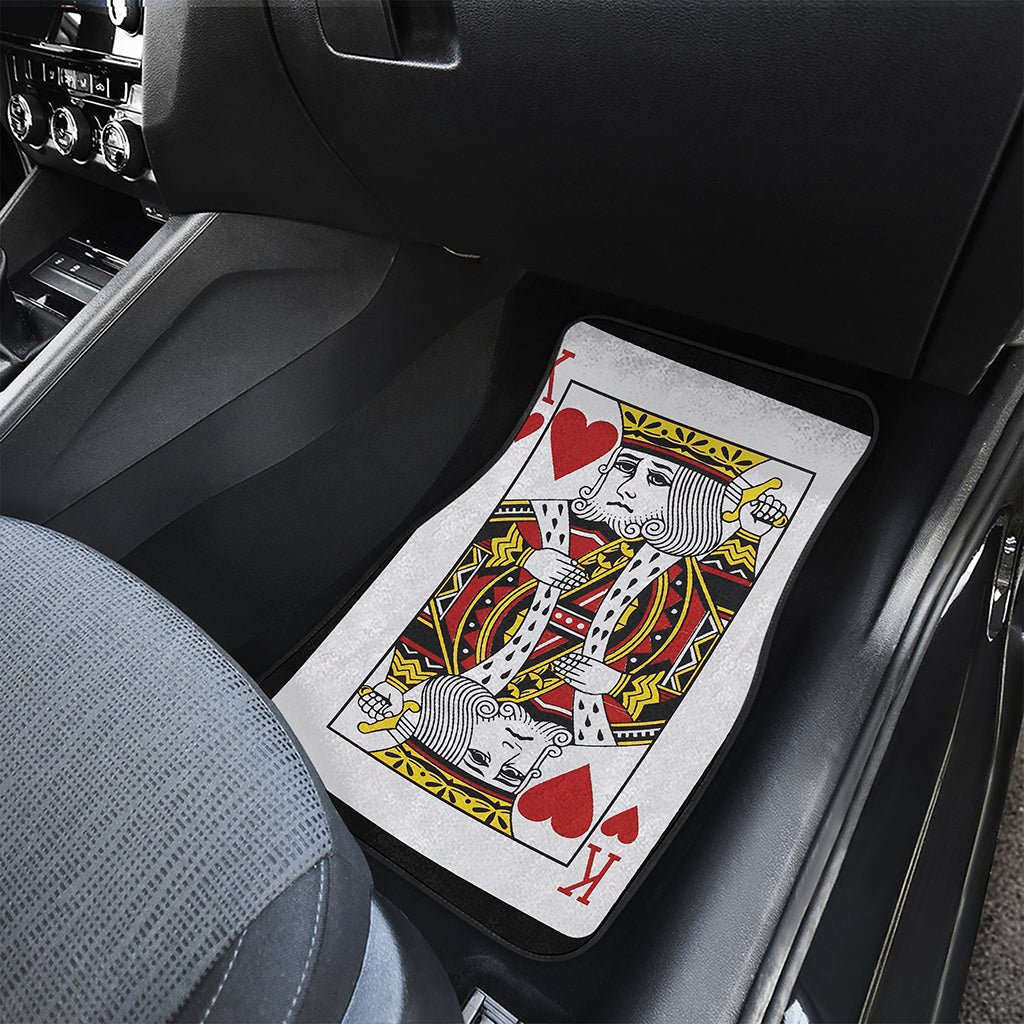 King Of Hearts Playing Card Print Front and Back Car Floor Mats